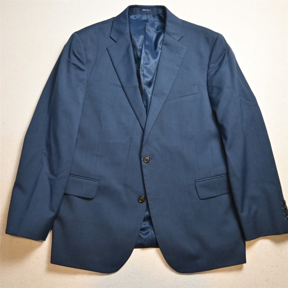 Stafford 44S Blue Wool Classic Fit Super Suit Mens Blazer Suit Jacket Sport Coat